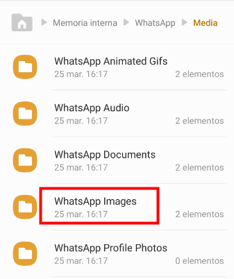 Seleccionar Whatsapp images
