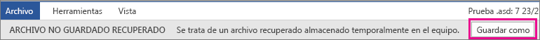 Seleccionar Guardar como para recuperar un documento de word no guardado