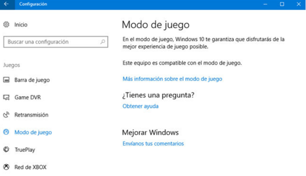 El Modo de juego, Xbox Game Bar, integrado en Windows