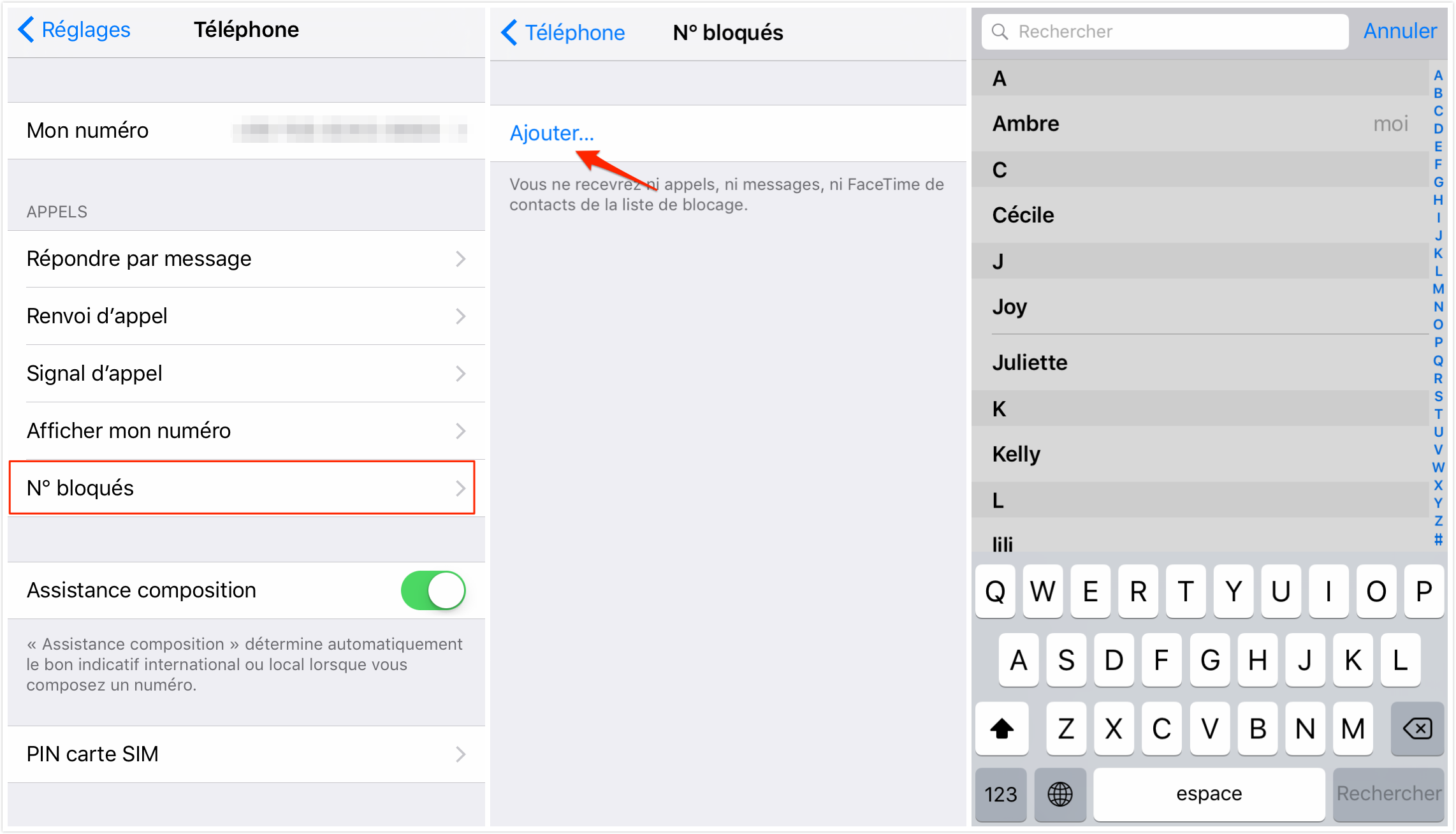 Bloquer les appels, messages et FaceTime sur iPhone - Méthode 2