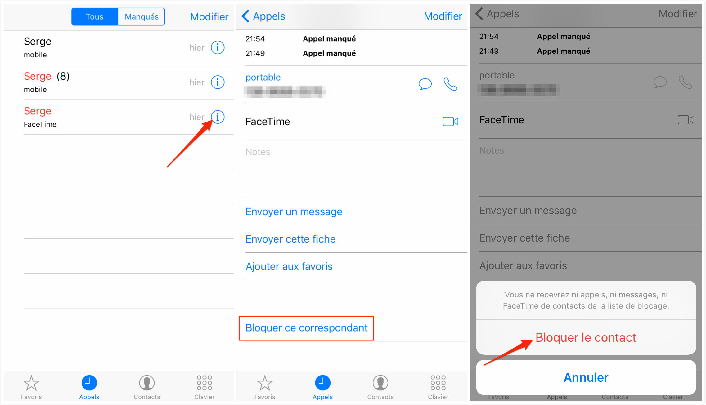 Bloquer les appels, messages et FaceTime sur iPhone - Méthode 1