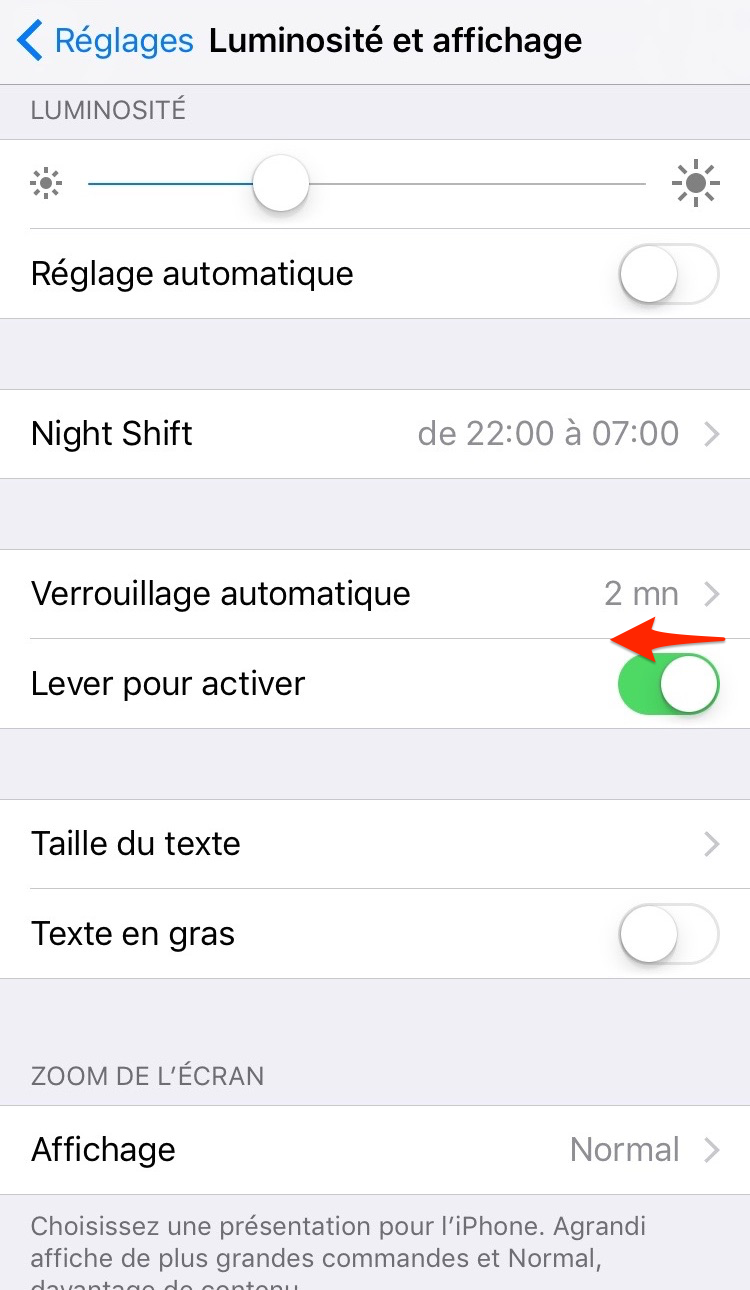 Comment désactiver Lever pour activer sur iPhone iOS 10 – étape 2