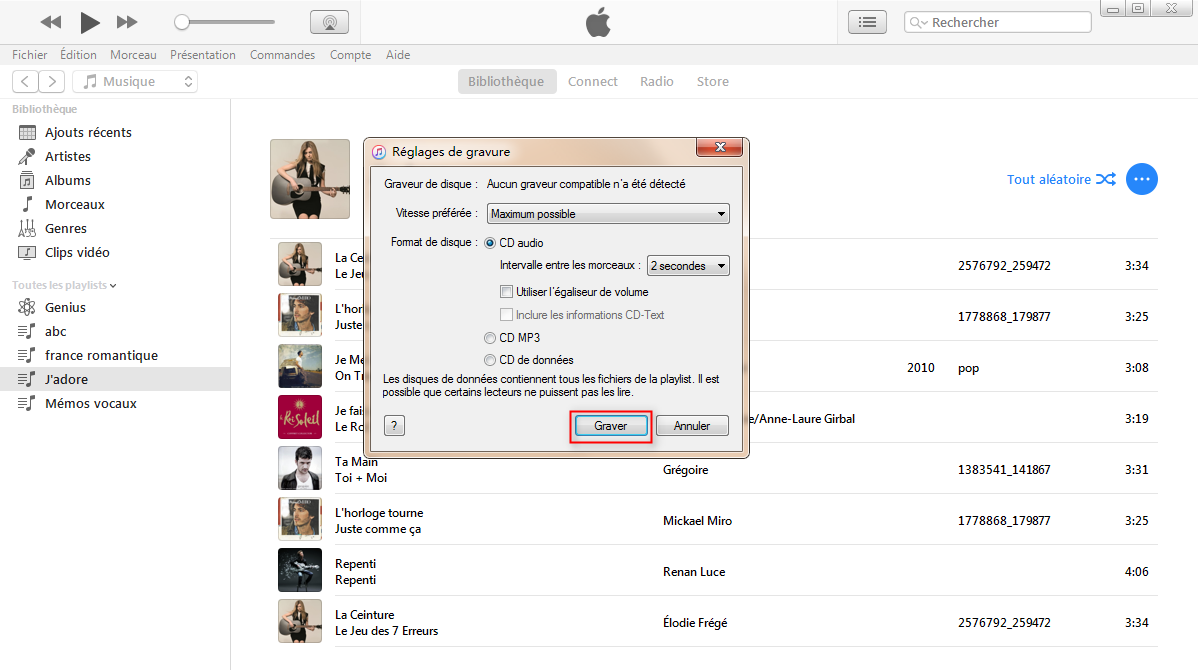 Comment graver CD avec iTunes 12 facilement-étape 3