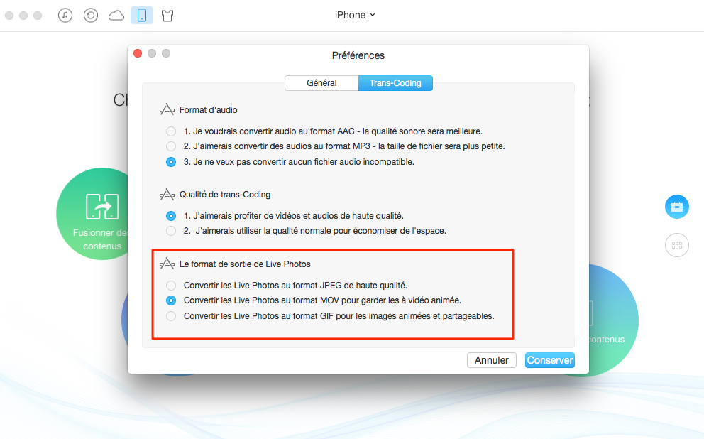 Comment convertir les Live Photos en format différent