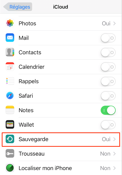 Choisissez la Sauvegarde – étape 2