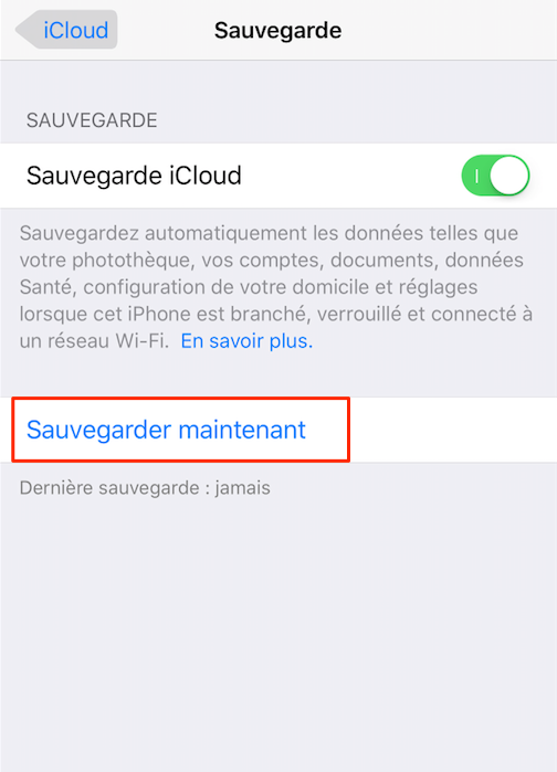 Commencez la sauvegarde – étape 3