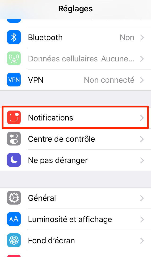 Utilisation des notifications iPhone