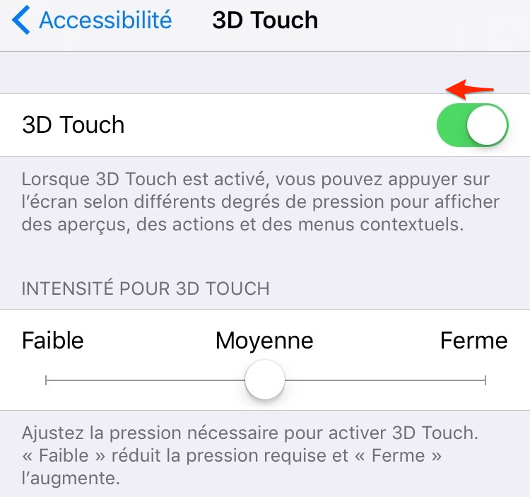 Désactiver 3D Touch