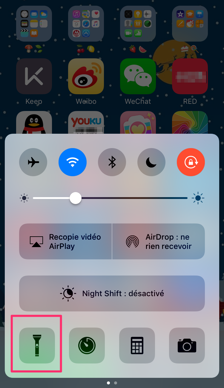 Comment changer m'intensité lumineuse de lampe-torche sous iOS 10
