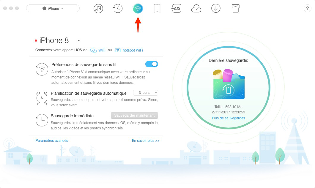 Comment sauvegarder iPhone via Wi-Fi automatiquement