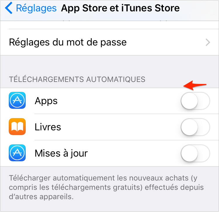 Désactiver Téléchargements automatiques