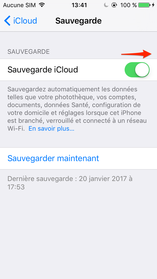 Sauvegarder iPad avec iCloud – étape 2