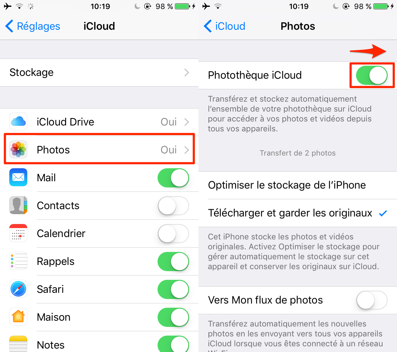 comment mettre a jour les photos icloud