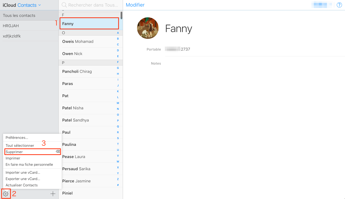 Effacer les contacts depuis iCloud en facilité – étape 3
