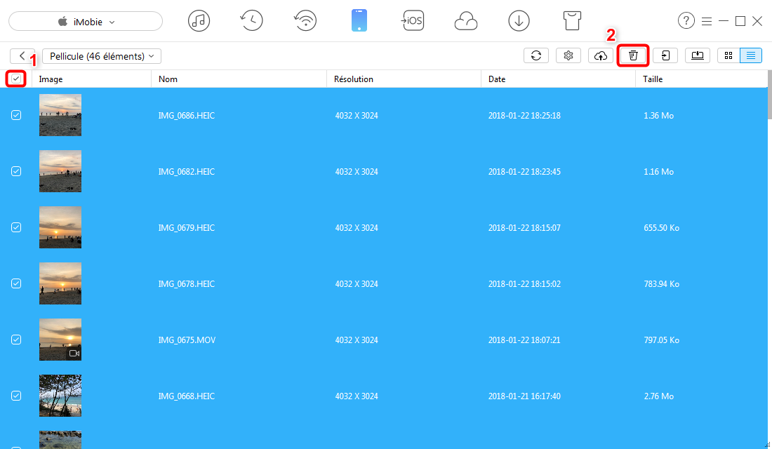 Comment supprimer les photos iPhone 4/4s/5/5s/5c/6/6s/7/7 Plus