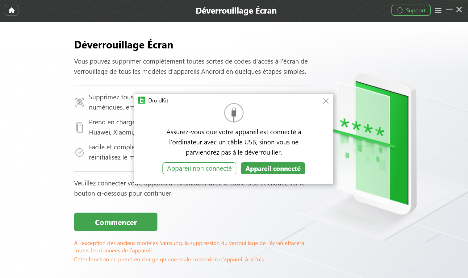 Choisissez le bouton « Appareil connecté ».
