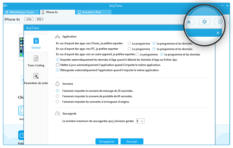 L'interface de Préférences Générales
