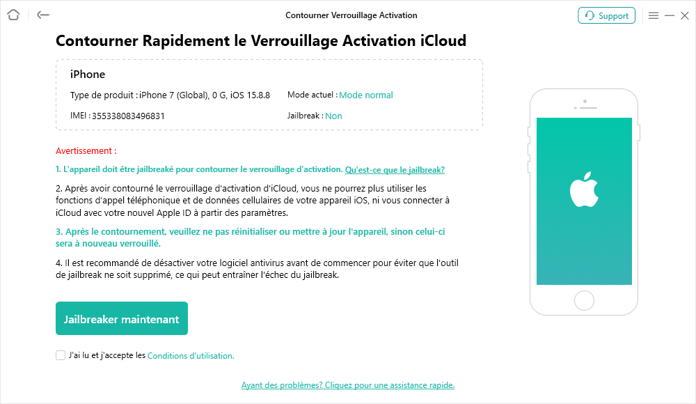 Cliquez sur le bouton Jailbreaker maintenant