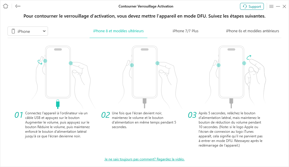 Remettez l’appareil en mode DFU