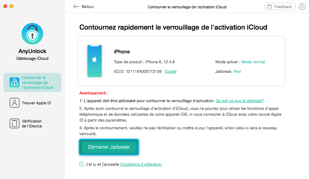 Cliquez sur le bouton Jailbreaker maintenant