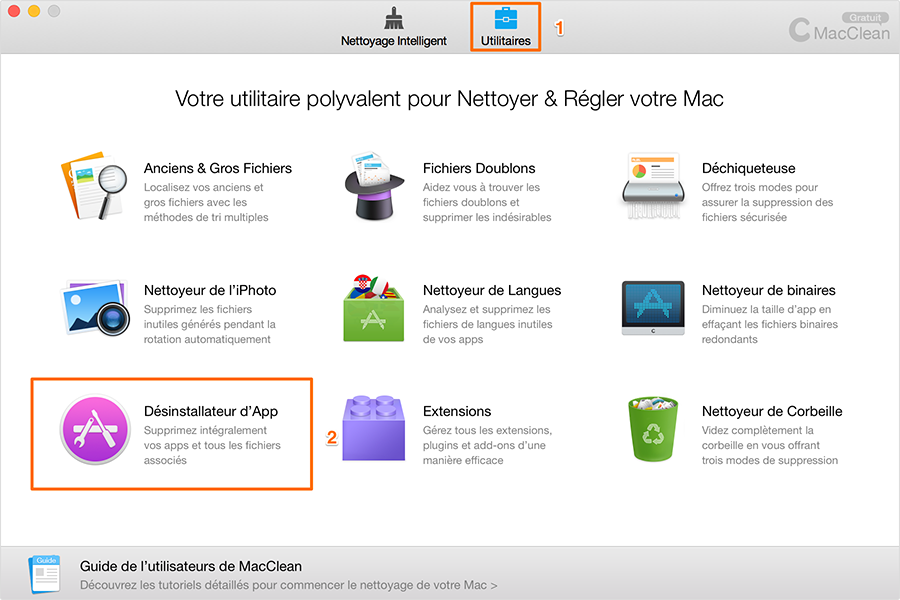 Choisissez Désinstallateur