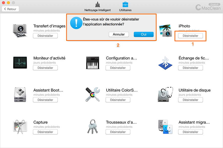 Choisissez les applications que vous voulez supprimer
