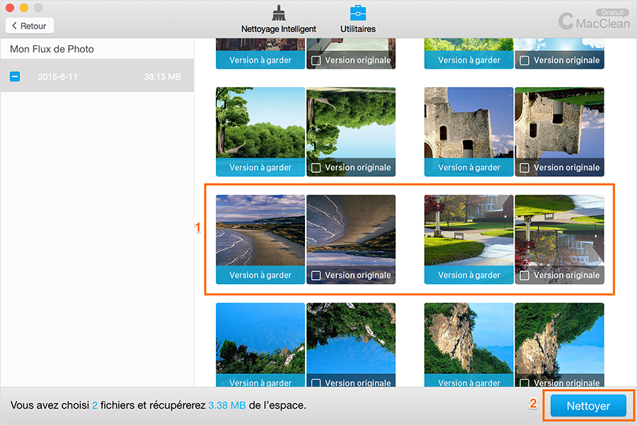 Choisissez les photos indésirables