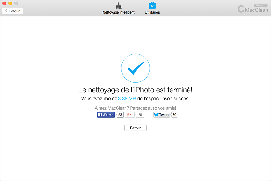 Partagez avec vos amis après avoir terminé le nettoyage