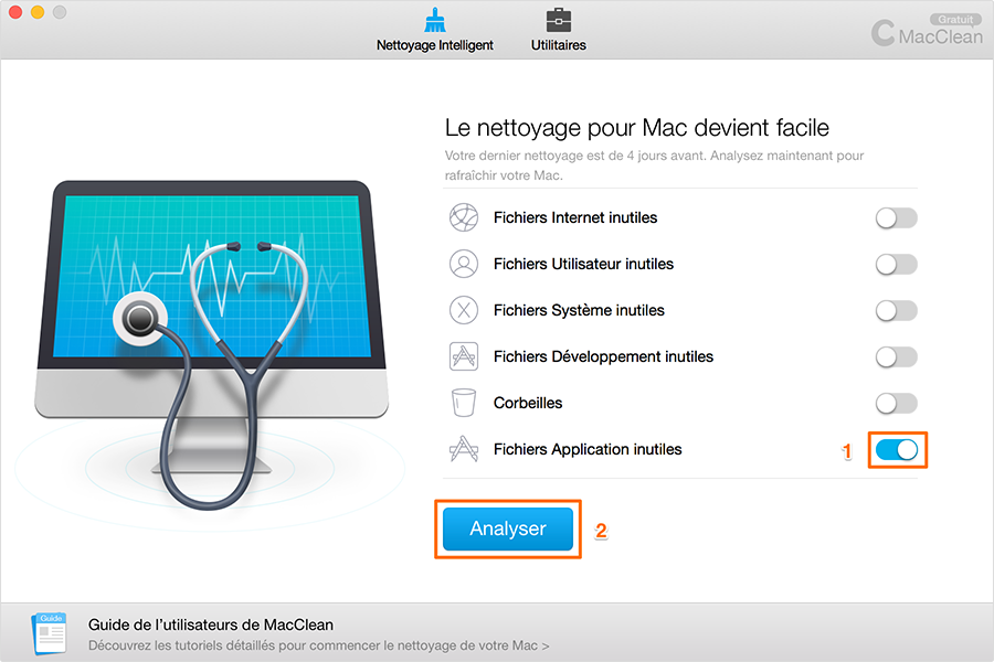 Démarrer le scannage des fichiers inutiles d'App