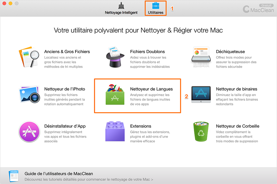 Choisissez Nettoyeur de Langues