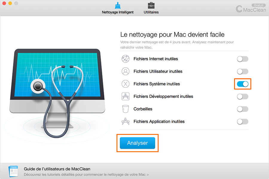 Démarrer le scannage des fichiers Système inutiles