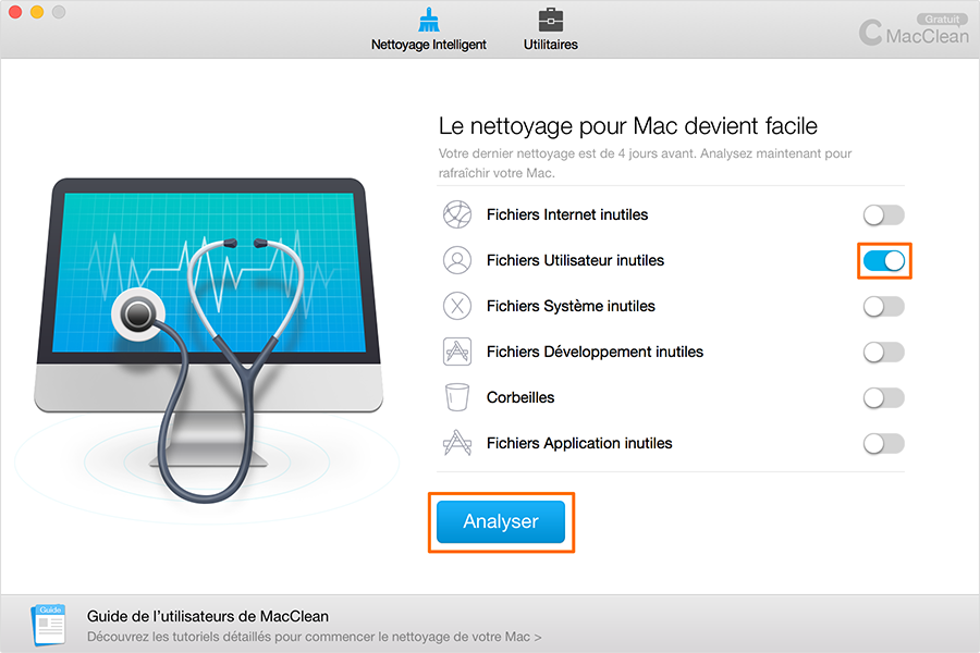 Démarrer le scannage des fichiers Utilisateur inutiles