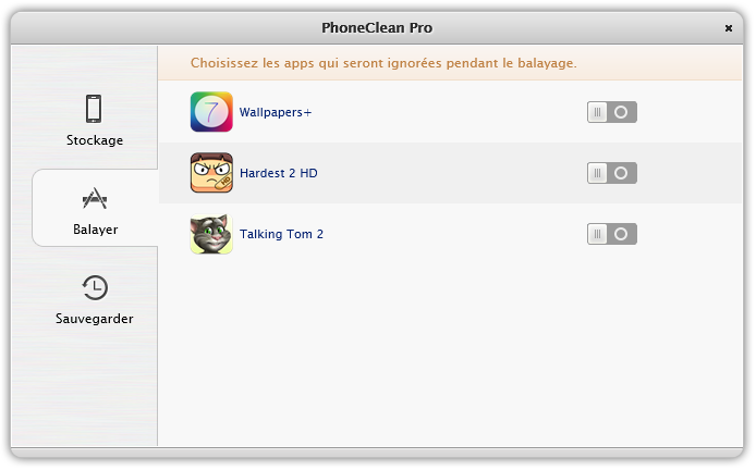 Eviter de Nettoyer les Apps Particulières 1