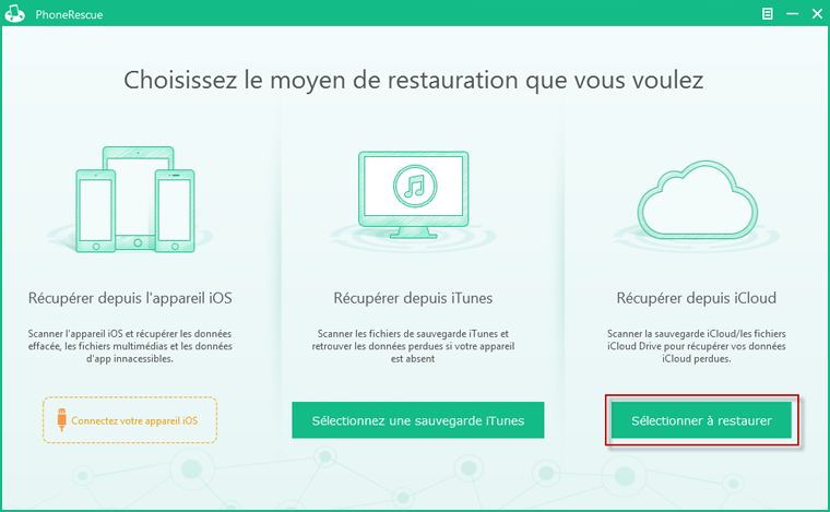 L'interface principale de PhoneRescue