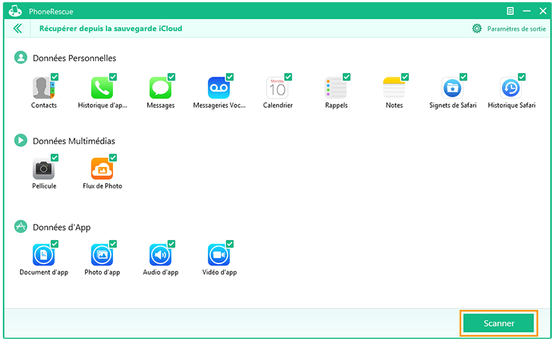 scanner la sauvegarde icloud