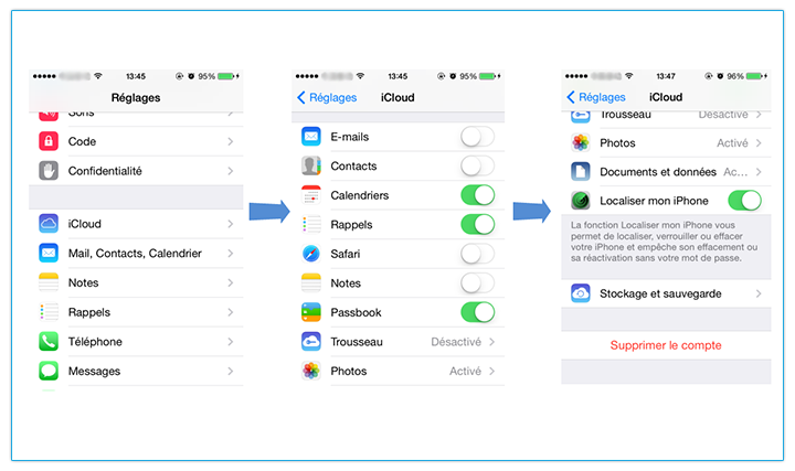 déconnecter le compte iCloud