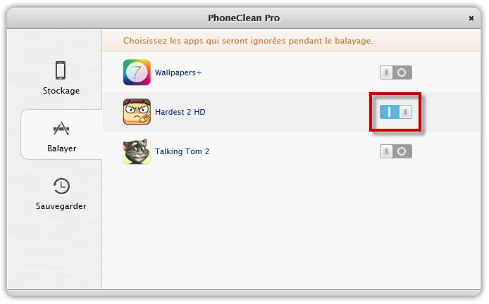 Eviter de Nettoyer les Apps Particulières 2