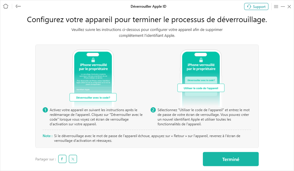 Cliquez sur le bouton Terminé