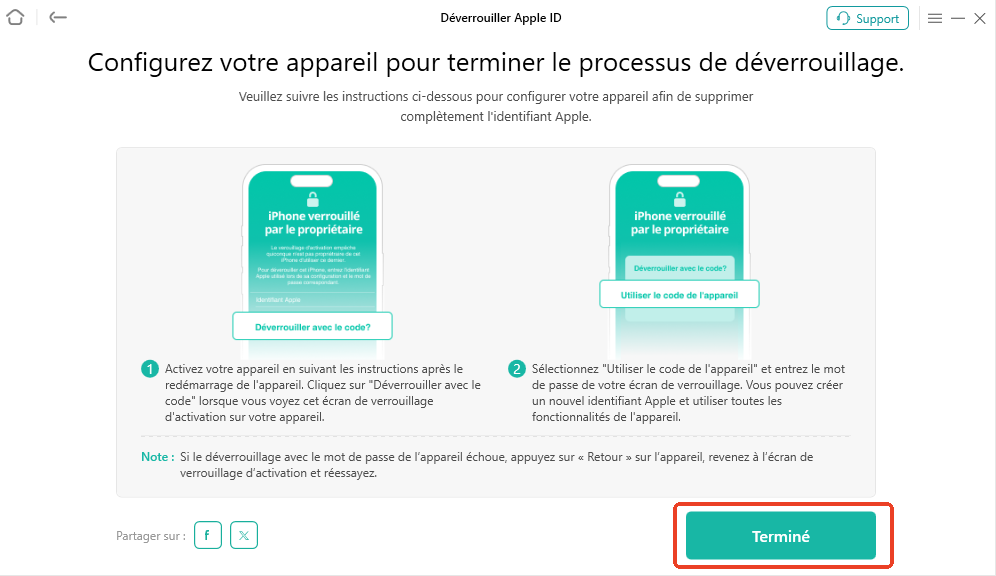 Cliquez sur le bouton Terminé