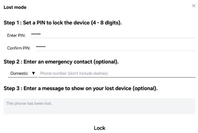 Définir un code PIN en Mode perdu avec SmartThings Find