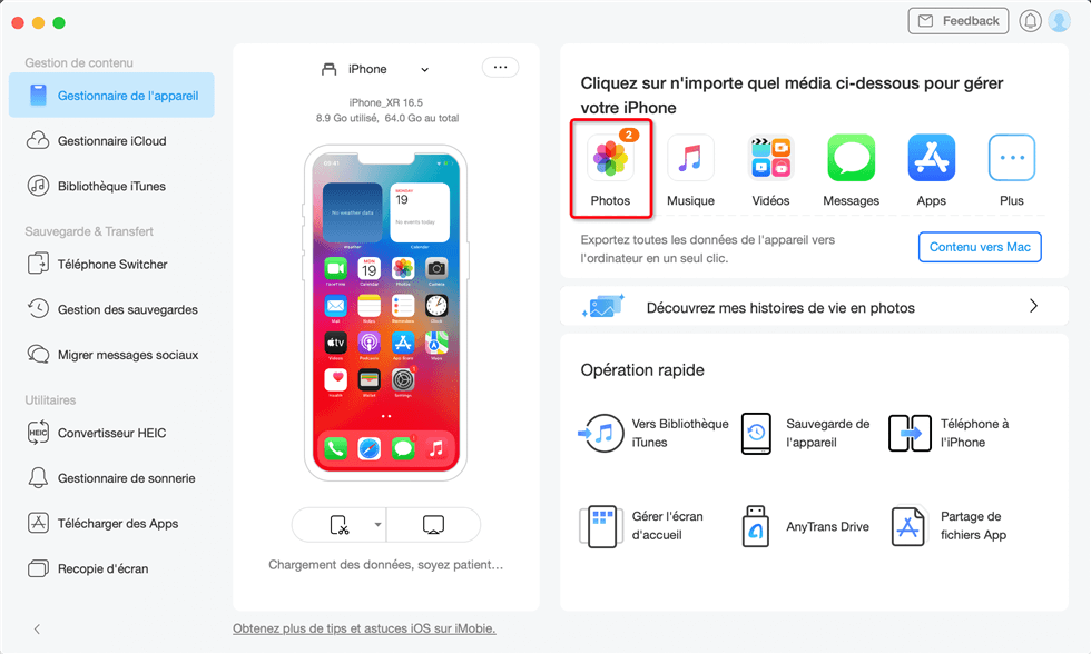 Gestionnaire de l’appareil