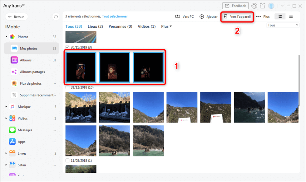 Choisir - Vers l'appareil