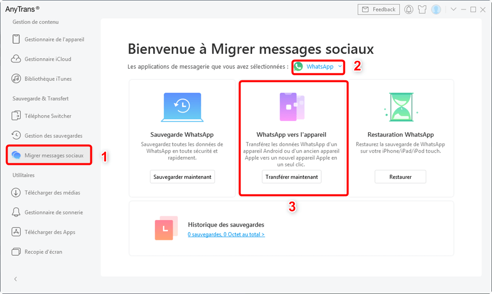 Transférer les messages WhatsApp
