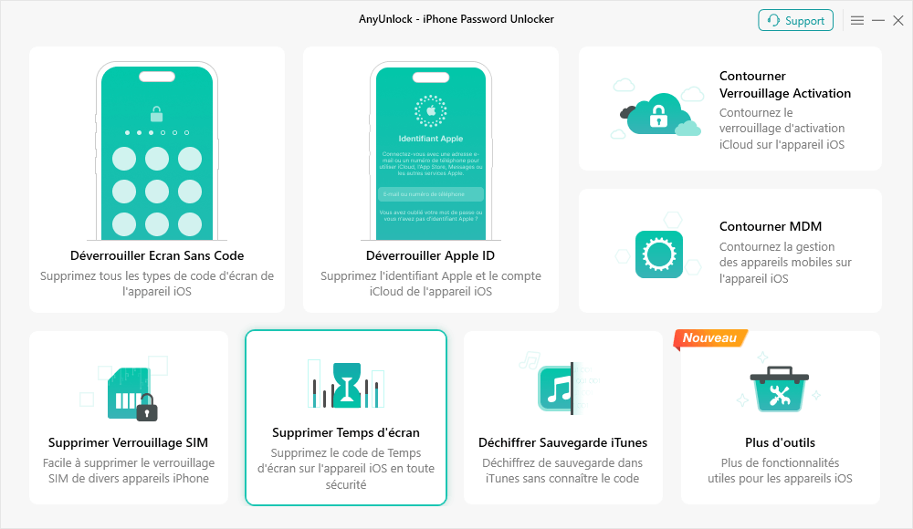 Sélectionnez le mode « Supprimer Temps d'écran »