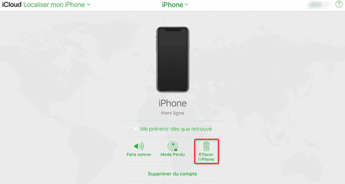 Cliquez sur Effacer iPhone