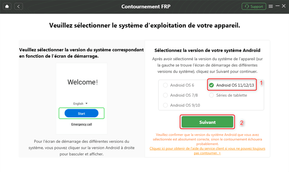 Sélectionnez la marque et le modèle de votre appareil