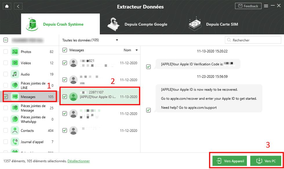 Choisir - Vers pc/appareil