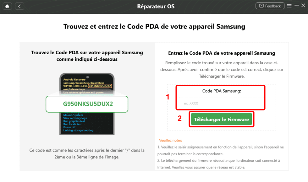 Choisir - Télécharger le Firmware
