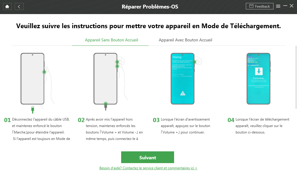 Mettez le Samsung en mode téléchargement.