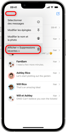 Contacts - Suppression-récentes